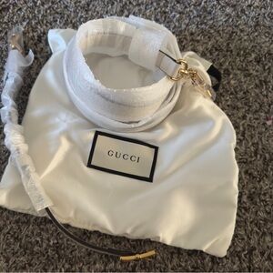 Gucci White and Gold Luxury replacement purse straps 2 plus cloth cover NWT